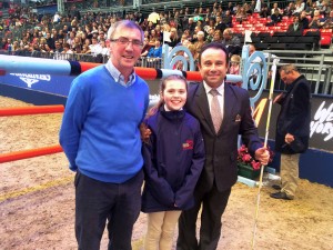 Michael Blake, Alex Finney (Coolmore 128cms Young Champion) and Bernardo Costa Cabral (Olympia 2015 Course Designer)