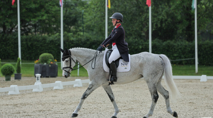 Gemma Stevens leads with Flash dressage test