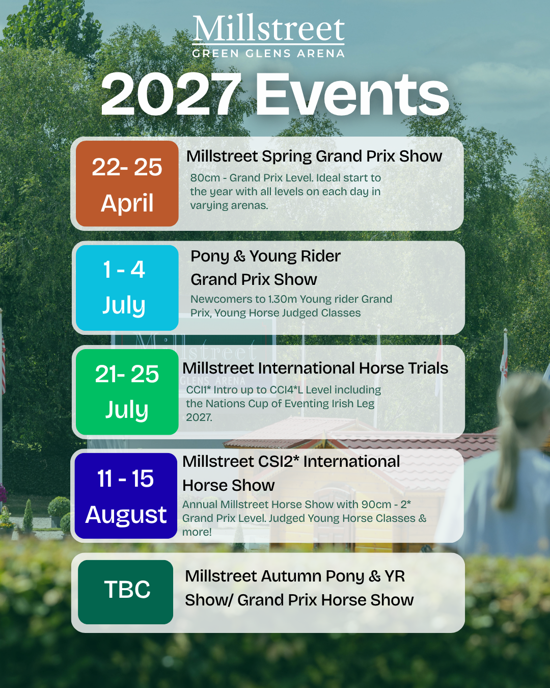 Green Glens Arena Unveils 2027 Equestrian Events Lineup